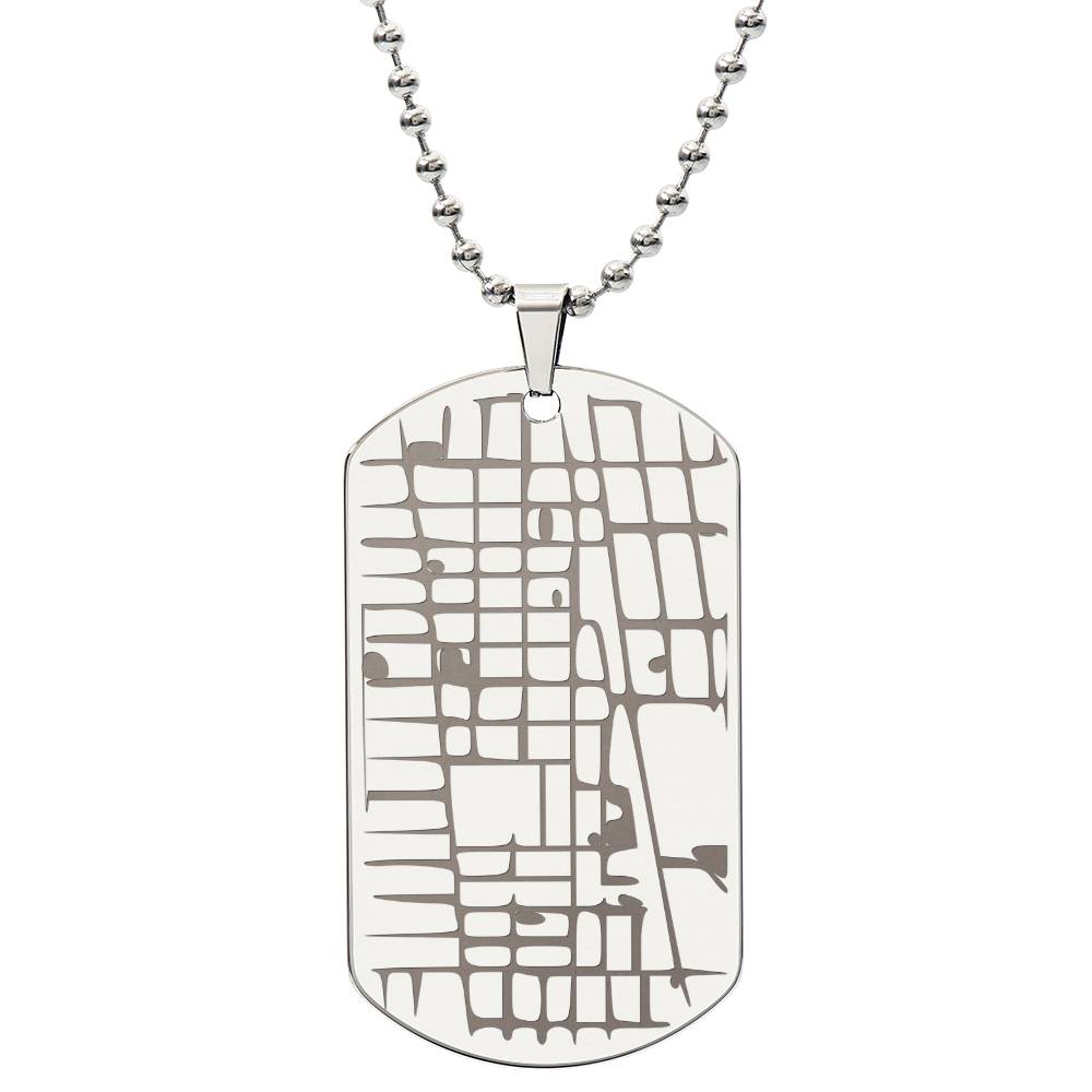 Custom Dog Tag Map Necklace