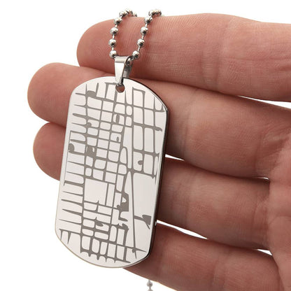 Custom Dog Tag Map Necklace
