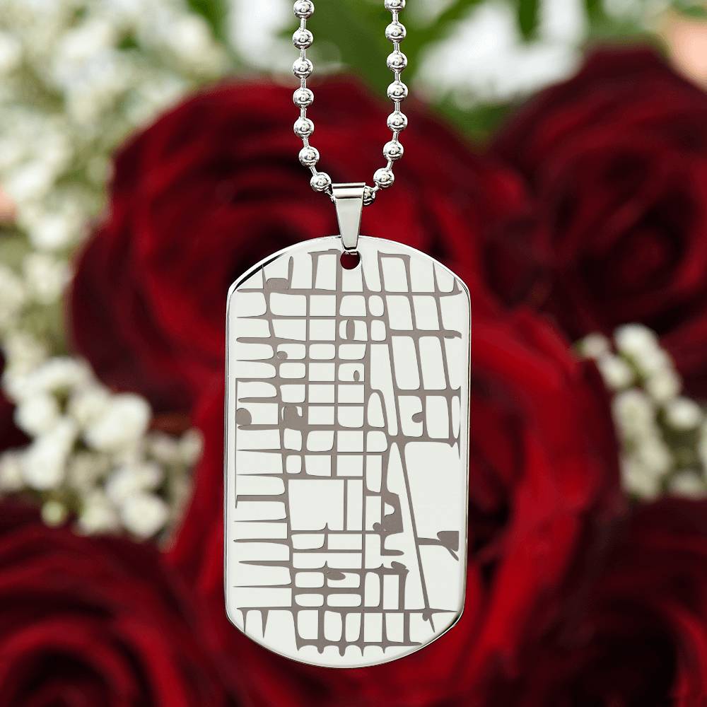 Custom Dog Tag Map Necklace