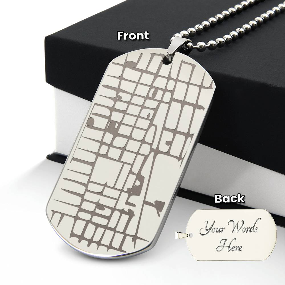 Custom Dog Tag Map Necklace