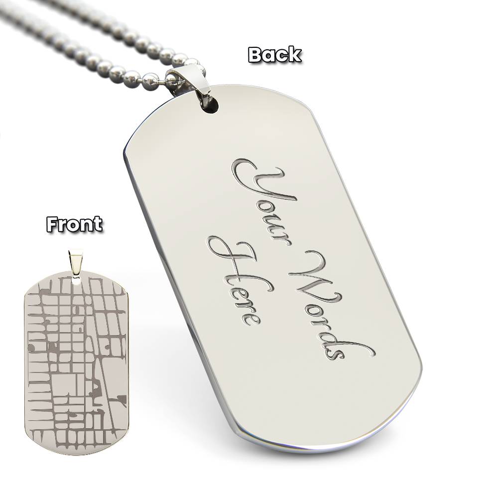 Custom Dog Tag Map Necklace