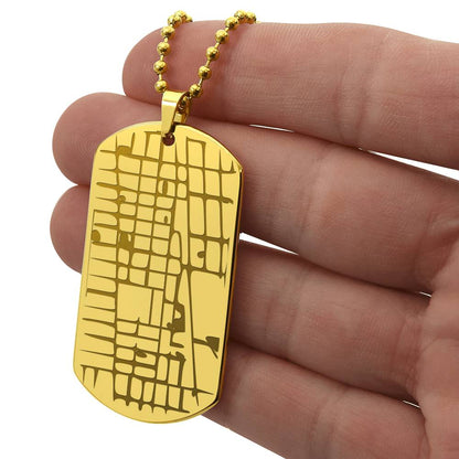 Custom Dog Tag Map Necklace