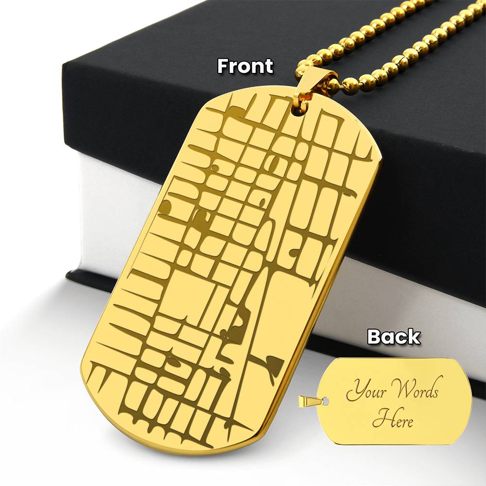 Custom Dog Tag Map Necklace